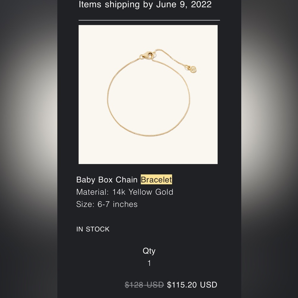 Mejuri Solid 14k Gold box chain bracelet